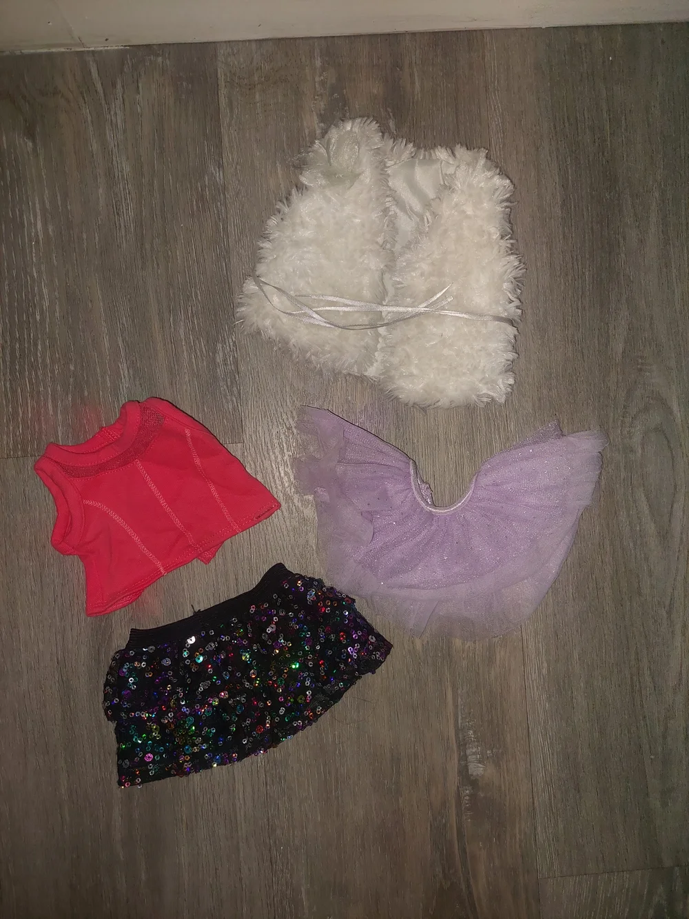 American Girl Truly Me  Sparkling Star Skirt Purple Tutu Faux Fur & Top Retired